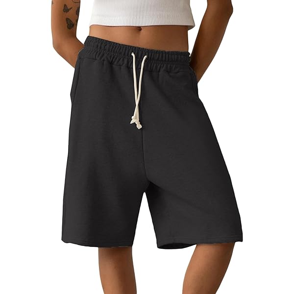 Aiwpstoin Women Baggy Bermuda Sweat Shorts Casual Knee